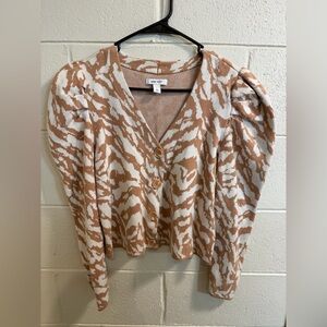 Nine West Tan and White Cardigan Sweater